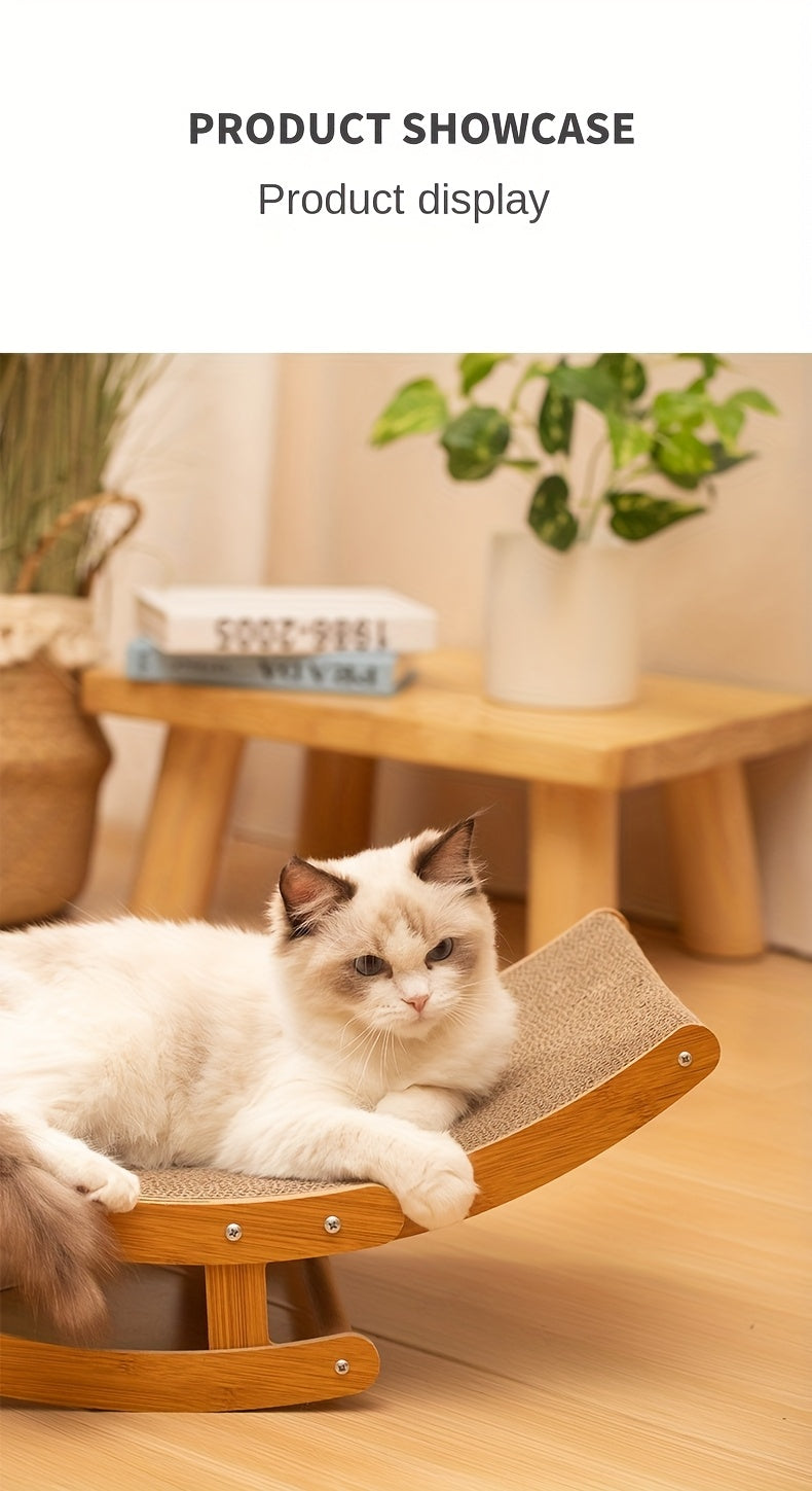 Large Elevated Recycled Wood Cat Hammock with Durable Sisal Scratching Board