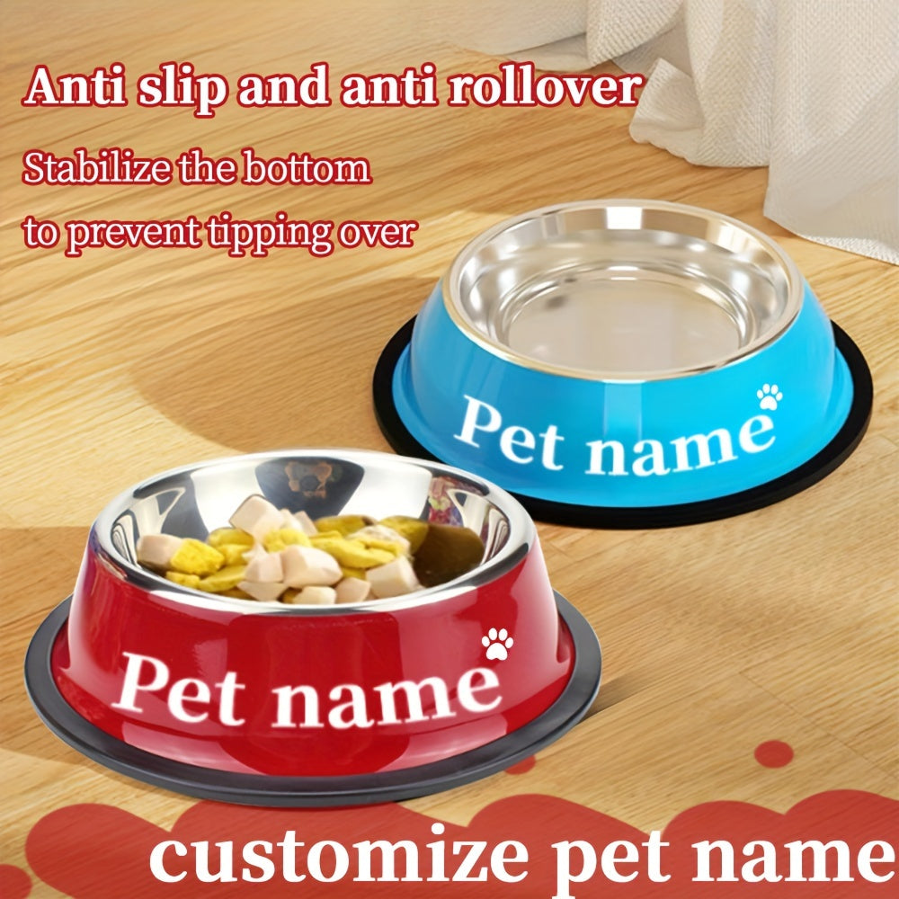 Stainless Steel Non-Slip Pet Bowl - Custom Engraved with Personalized Name - Ideal Memorial Gift for Pet Owners, Tip-Resistant, Stylish Pet Dish, Dog Memorial Items