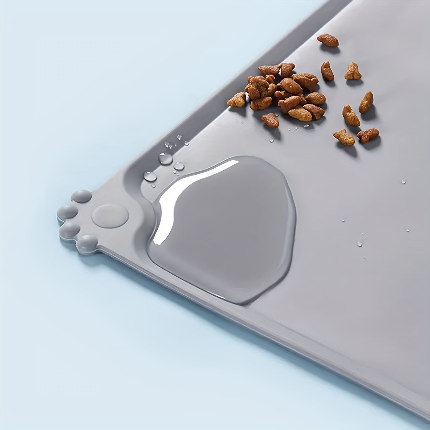 Waterproof Silicone Dog Bowl Mat, Non-Slip Leak Proof Pet Feeding Placemat With Raised Edges For Easy Clean Up