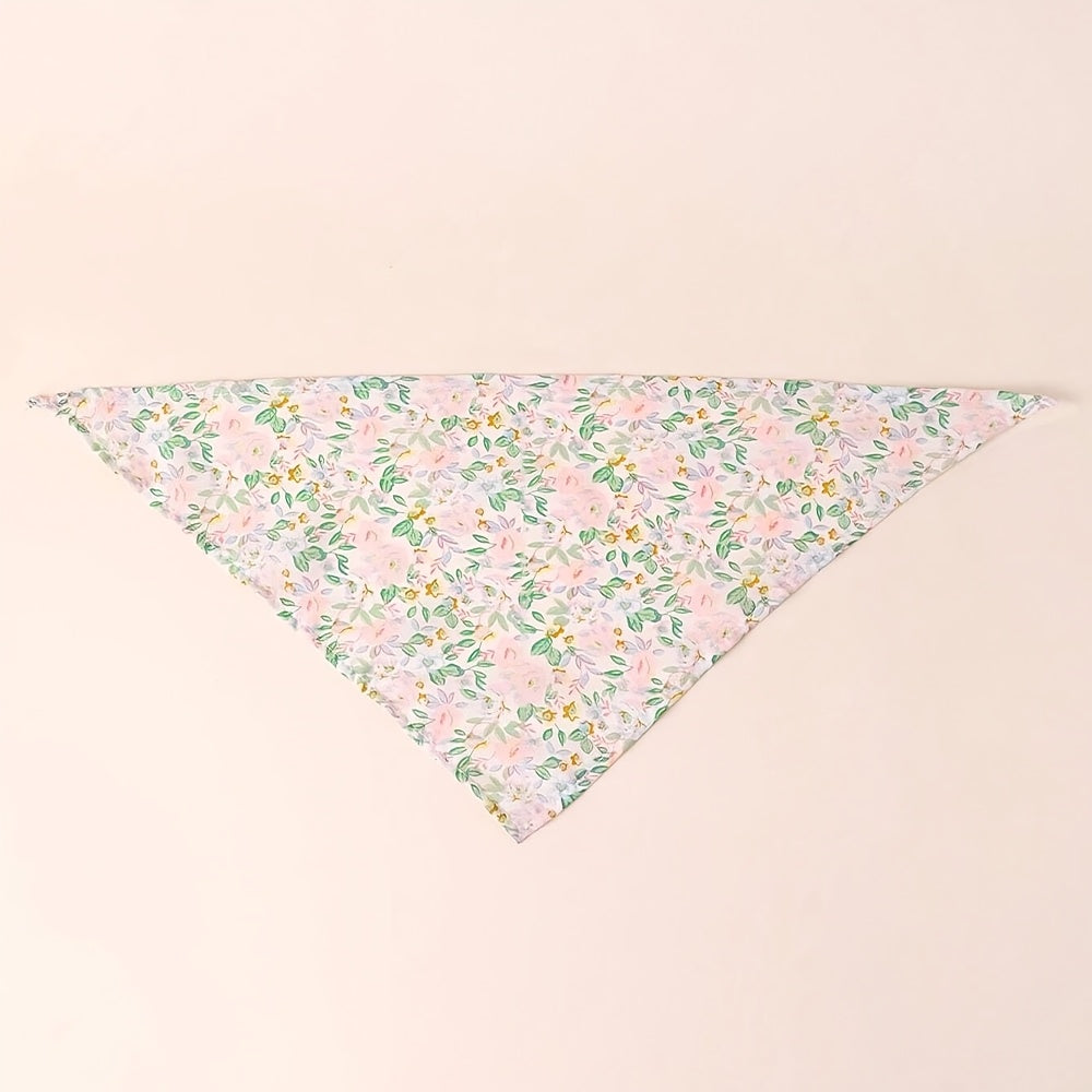 2pcs Dog Bandanas, Floral Print Pet Scarves, Breathable Polyester, Machine Washable, All-Season Comfort, Knit Fabric Pullover Pet Accessories for Small, Medium, Large, and Extra Large Breeds
