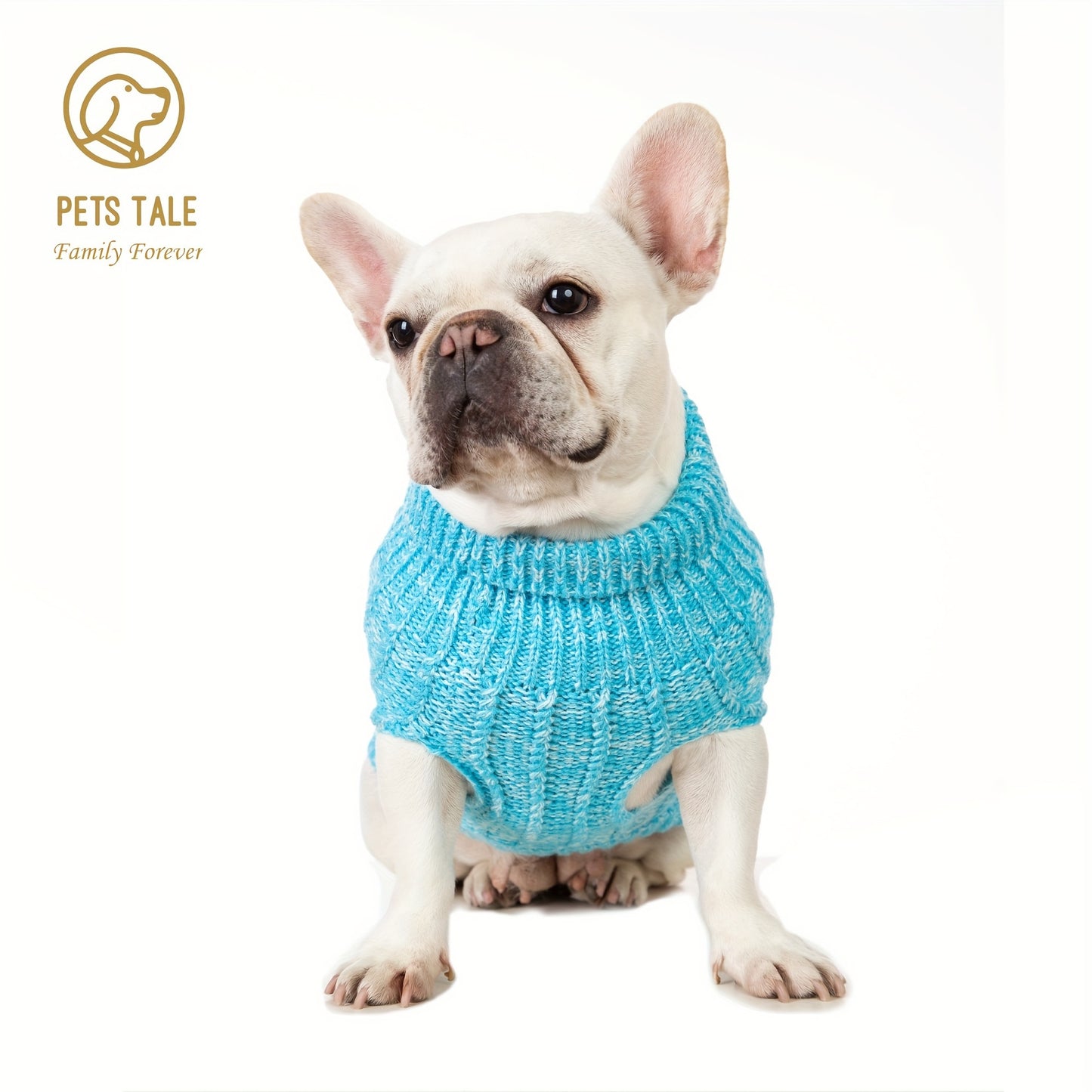 PETS TALE Dog Sweater Cable-Knit Pullover with Chain Detailing & Tag - Machine Washable Cozy Winter Sweater for Small, Medium & Large Breeds, Navy Blue, Dog Sweater for Small Dogs, Durable Petwear