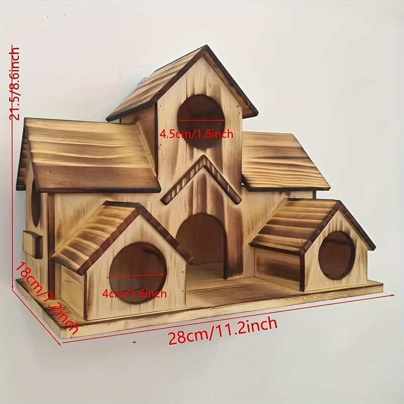 1pc Bird Houses For Outside, Wooden Bird House, Hanging Bird House, Handmade Natural Bird House, Beautiful Birdhouses, Garden Supplies