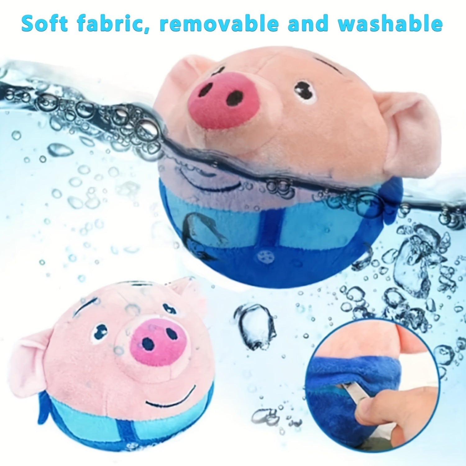 Small USB Interactive Washable Cartoon Pig Plush Sound Electronic Active Moving Pet Toy, Interactive Dog Toy Pet Bouncing Balls