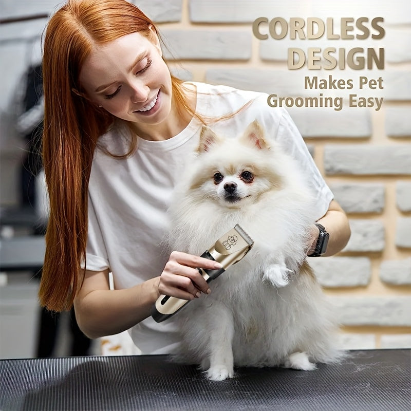 Professional Dog Grooming Kit - USB Rechargeable Electric Clippers with Thick Ceramic Blades, Brush & Measuring Tool Set for Cats and Dogs, Professional Dog Grooming Clippers, Dog Clippers for Grooming Professional Kit, Dog S