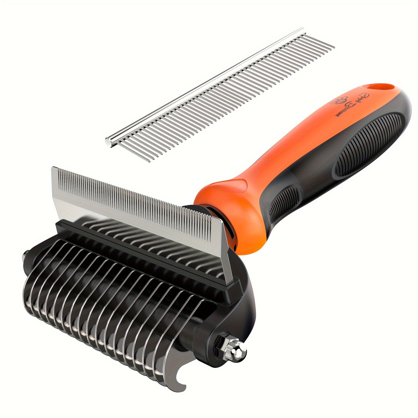 2 in 1 Professional Grooming Rake for Cats & Dogs-Dematting Comb for Easy Mats & Tangles Removing,Hair Removal Cleaner for Pets, Without Battery