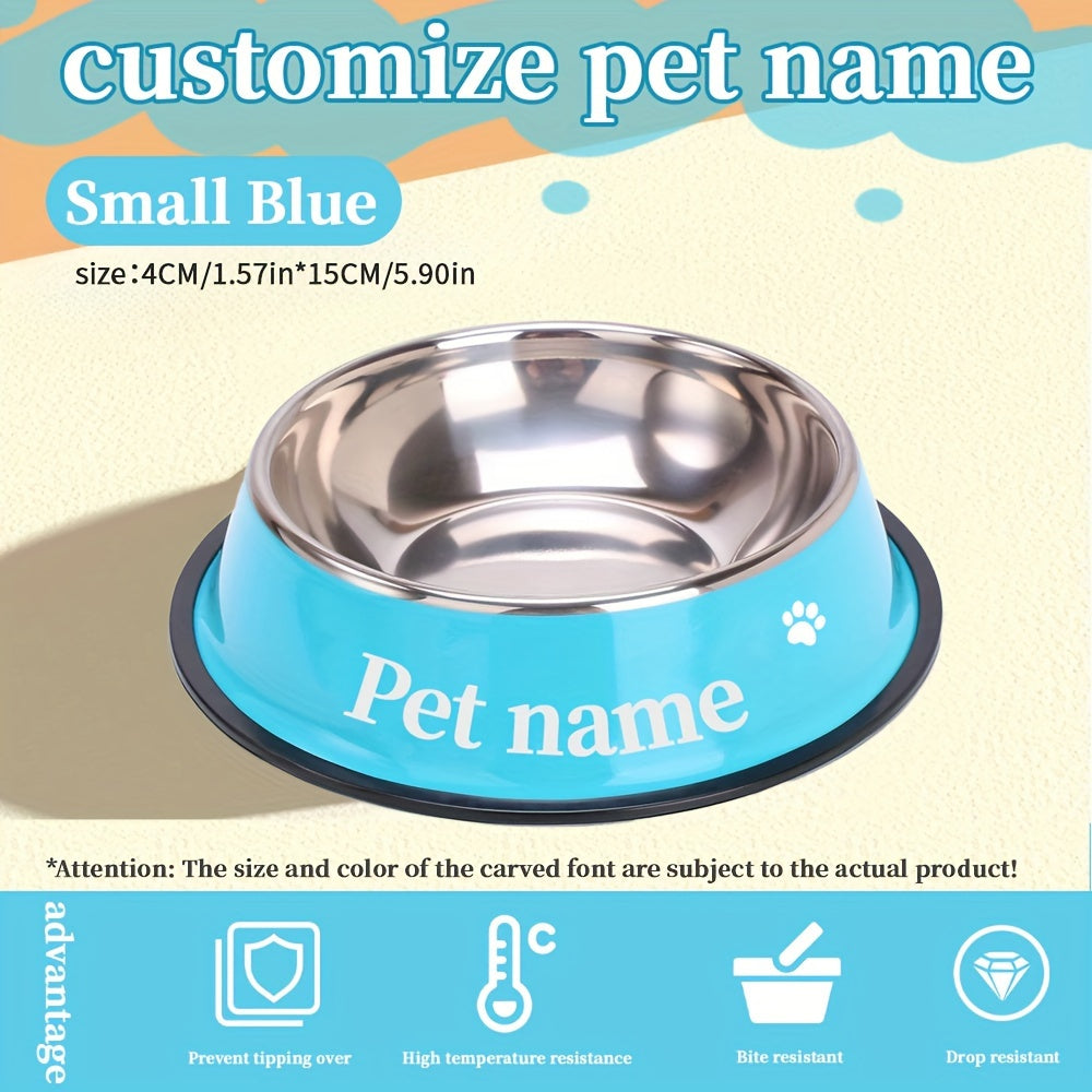 Stainless Steel Non-Slip Pet Bowl - Custom Engraved with Personalized Name - Ideal Memorial Gift for Pet Owners, Tip-Resistant, Stylish Pet Dish, Dog Memorial Items