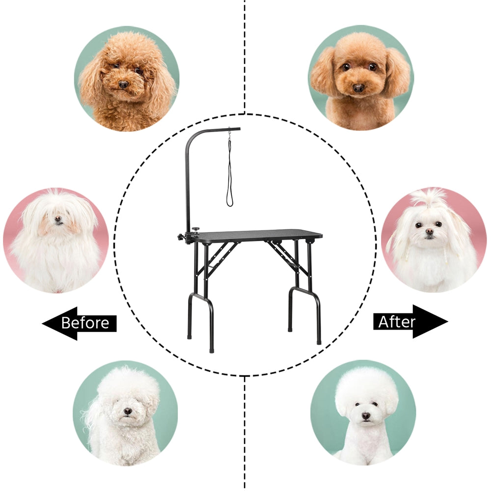 Costoffs Pet Foldable Grooming Table Dog Cat Beauty Trimming with Height Adjustable Arm Folding Legs Halloween Pet Grooming Table for Home or Professional Pet Store Uses