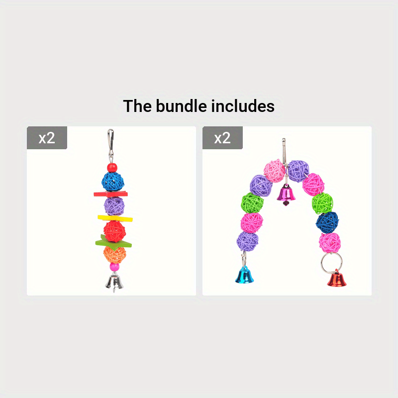 1pc Delightful Parrot Chewing Toy - Rattan Woven Bite Resistant Hanging Cage Accessory with Satisfying Bell Sound - Durable, Safe, and Engaging Pet Toy for Parakeets and Small Birds