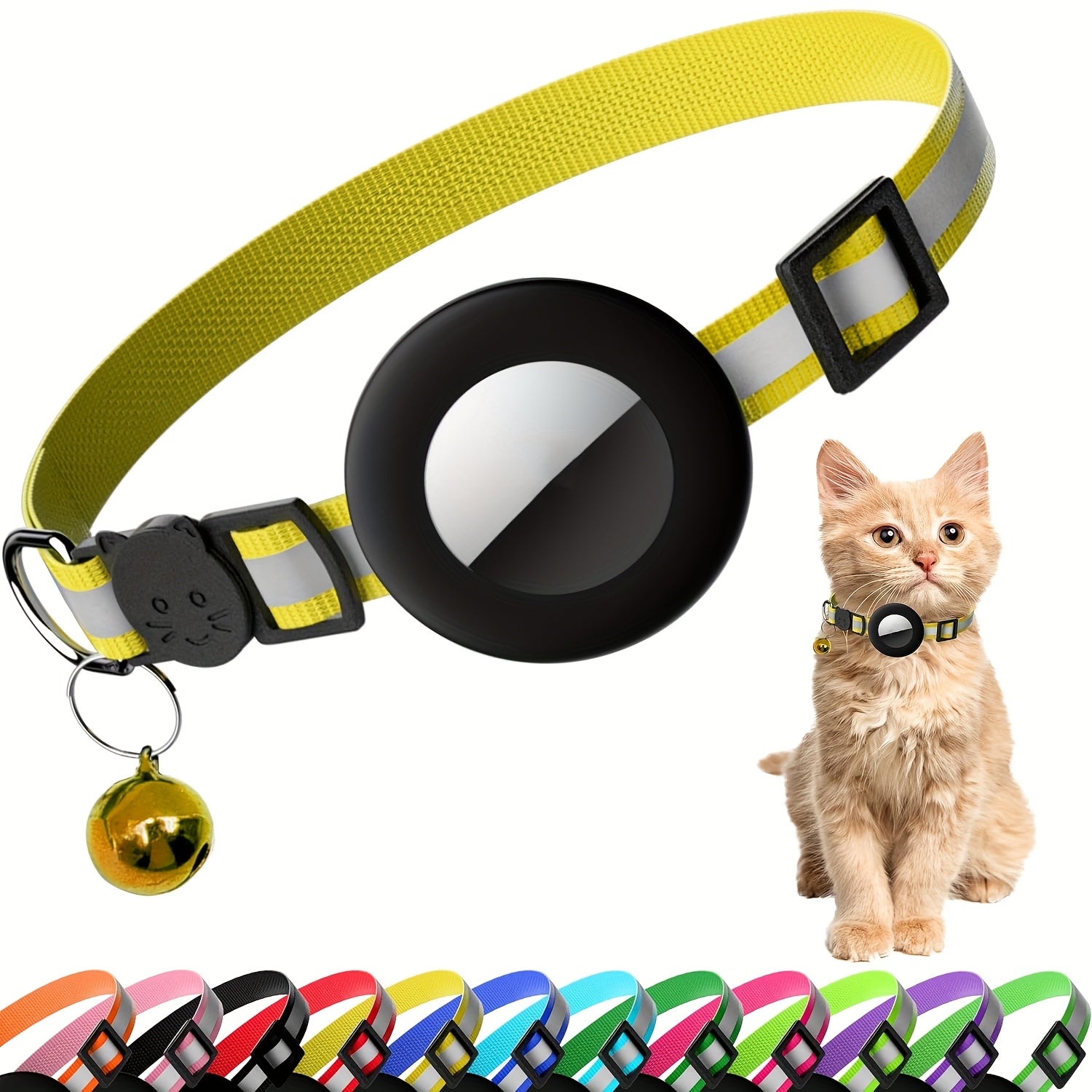 Reflective Breakaway Safety Buckle Cat Collar with Bell