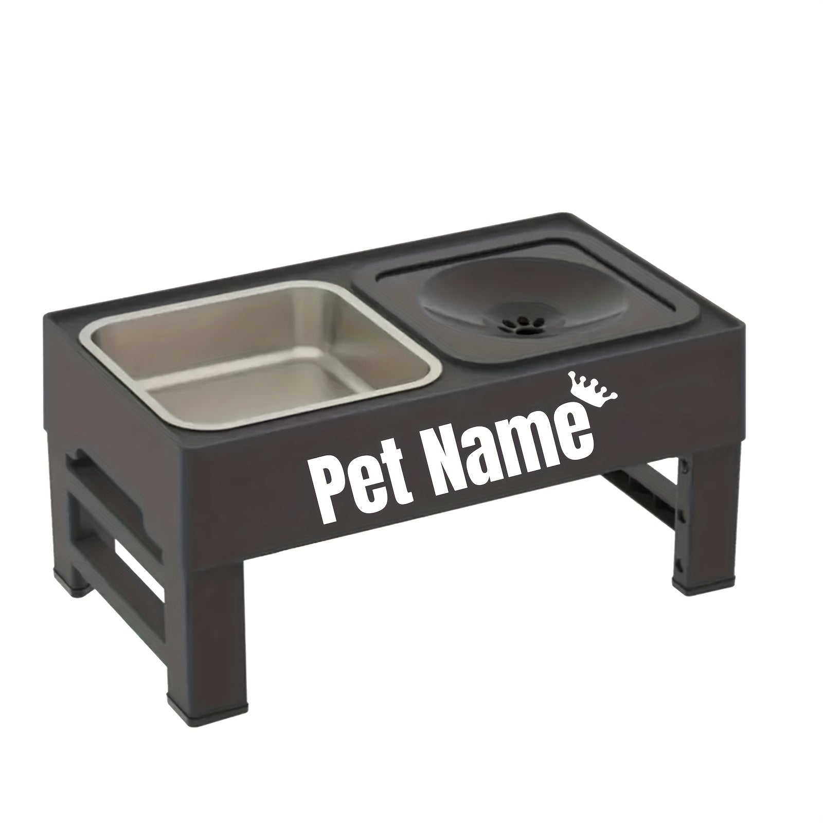 1pc Customizable 2-in-1 Adjustable Raised Dog Bowls with No Spill Design - Stainless Steel & Plastic, Ideal for Small, Medium, Large Dogs & Cats, Elevated Pet Feeding Station, Pet Feeding Station | Customizable Pet Accessorie