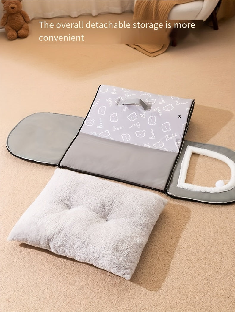 1pc Cozy Cartoon Pet Bed - Soft PP Cotton, Removable & Washable, Four Seasons Universal Kennel for Extra Small to Large Dogs