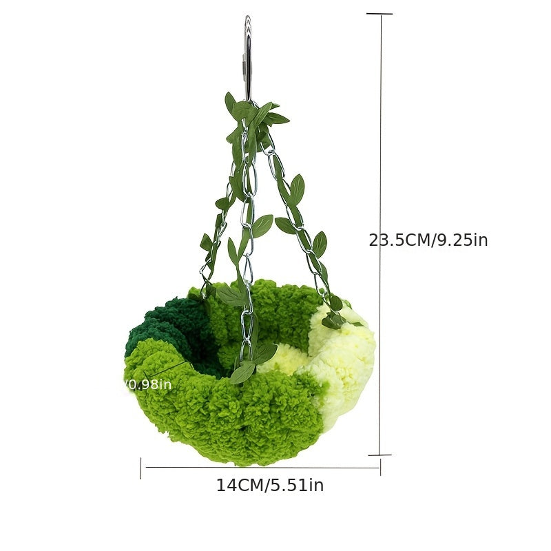 1pc Parrot Jungle Hammock Swing, Macaw Budgie Peony Play & Rest Bird Nest - Metal Toy Accessories For Aviary, Greenery Design With Soft Lining - For Small & Medium Birds - Suitable for Playtime & Rest - Perfect Gift for Bird