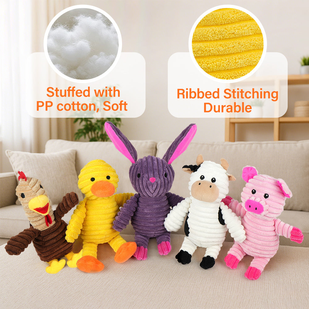 Dog Toys, 5 Pack, Plush Dog Squeaky Toys, Assortment Animal Pet Toys for Small Medium Large Dogs, Stuffed Puppy Chew Toy, Dog Gift Toys