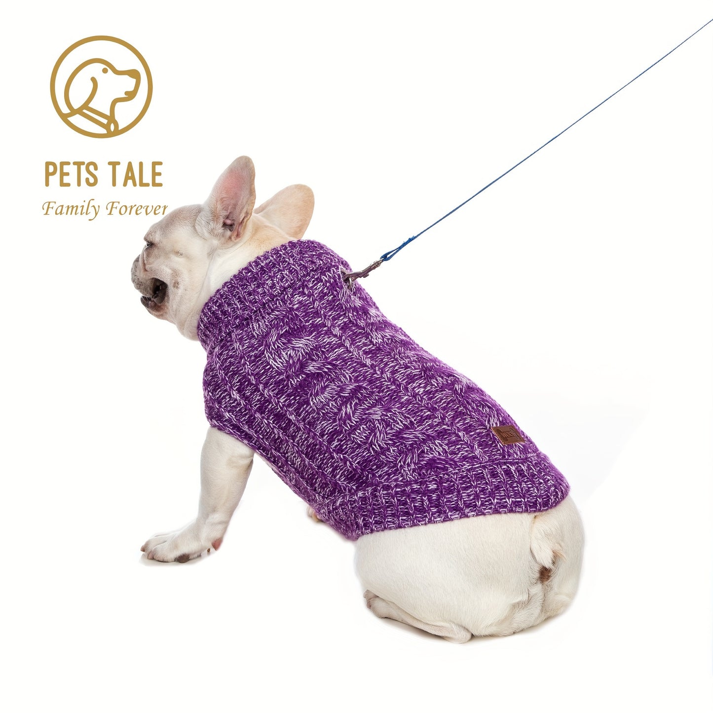 PETS TALE Dog Sweater Cable-Knit Pullover with Chain Detailing & Tag - Machine Washable Cozy Winter Sweater for Small, Medium & Large Breeds, Navy Blue, Dog Sweater for Small Dogs, Durable Petwear