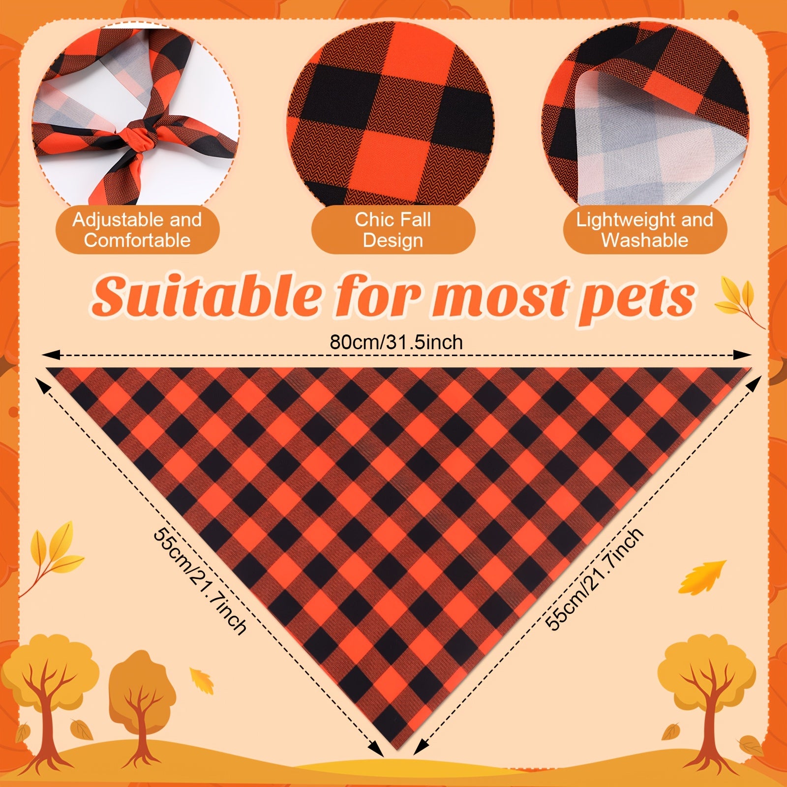 100pcs Dog Bandanas Bulk - Triangle Scarf & Kerchief Bibs for Medium & Small Dogs, Polyester, Assorted Autumn Patterns (Pumpkins, Leaves, Floral) - Perfect for Halloween, Thanksgiving, Christmas Costumes & Pet Accessories, Do