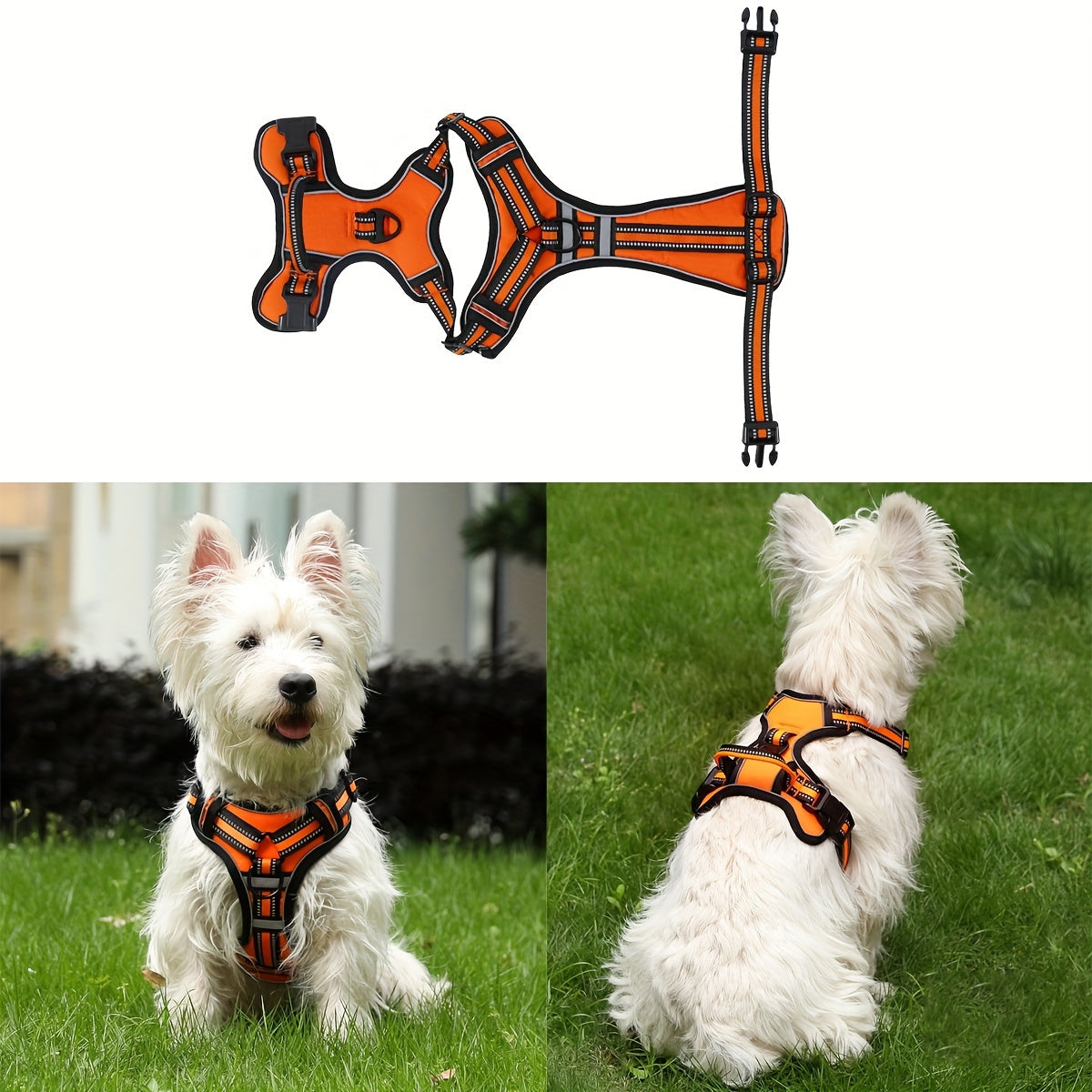Ultimate Comfort Pet Harness - Adjustable Soft Padded No-Choke Reflective Vest with Easy Control Handle, 2 Leash Clips, and Breathable Oxford Fabric for Small, Medium, and Large Dogs