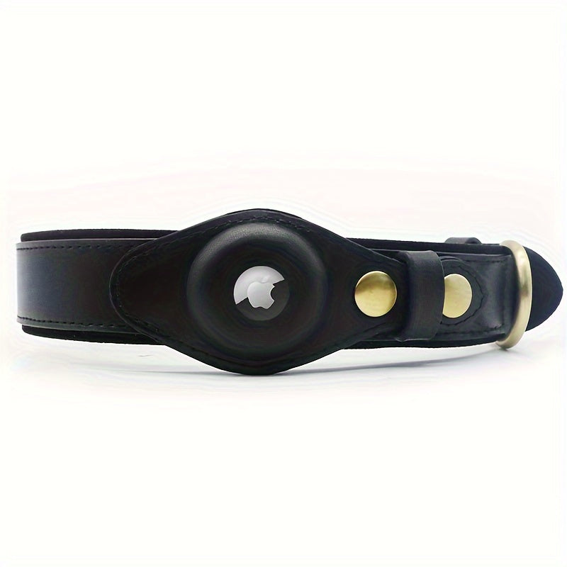 New leather airtag dog collar can be placed to locate the tracker pet collar head layer cowhide dog collar