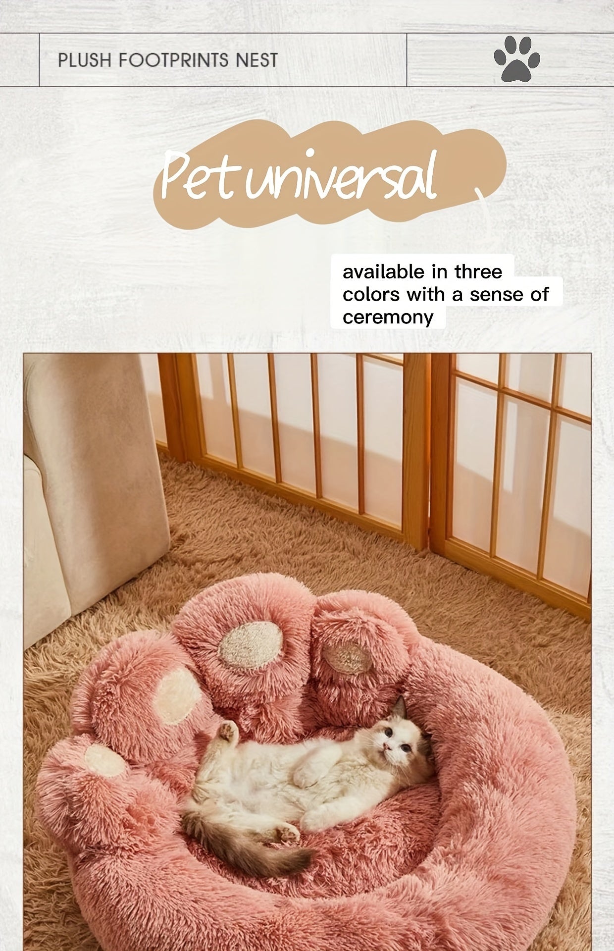 Ultra-Cozy Bear Paw Pet Bed - Luxurious Long Plush Dog Sleep Haven - Cloud-Soft Snuggle Cushion Sofa - Designed for Furry Friends - Adorable Bear Paw Shape