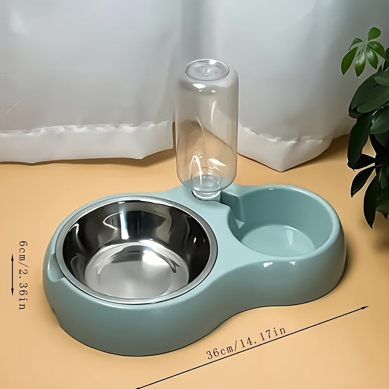 Durable Resin Pet Feeding Station - 1pc Double Bowl Design with Water Bowl, Non-Slip Base, Easy Clean, No Battery Required for Cats and Dogs