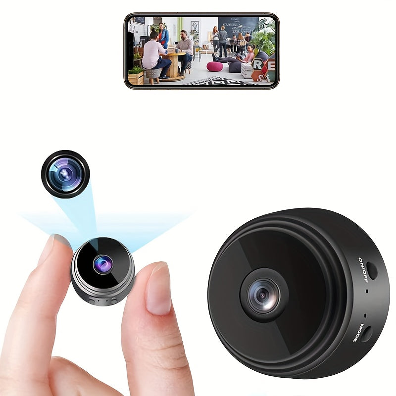 Mini Wireless Camera, 480P HD, USB Rechargeable with Built-in Lithium Polymer Battery, Magnetic Back Cover, Non-Waterproof, for Home, Pet, Car Surveillance, Supports AP Mode & Remote Monitoring