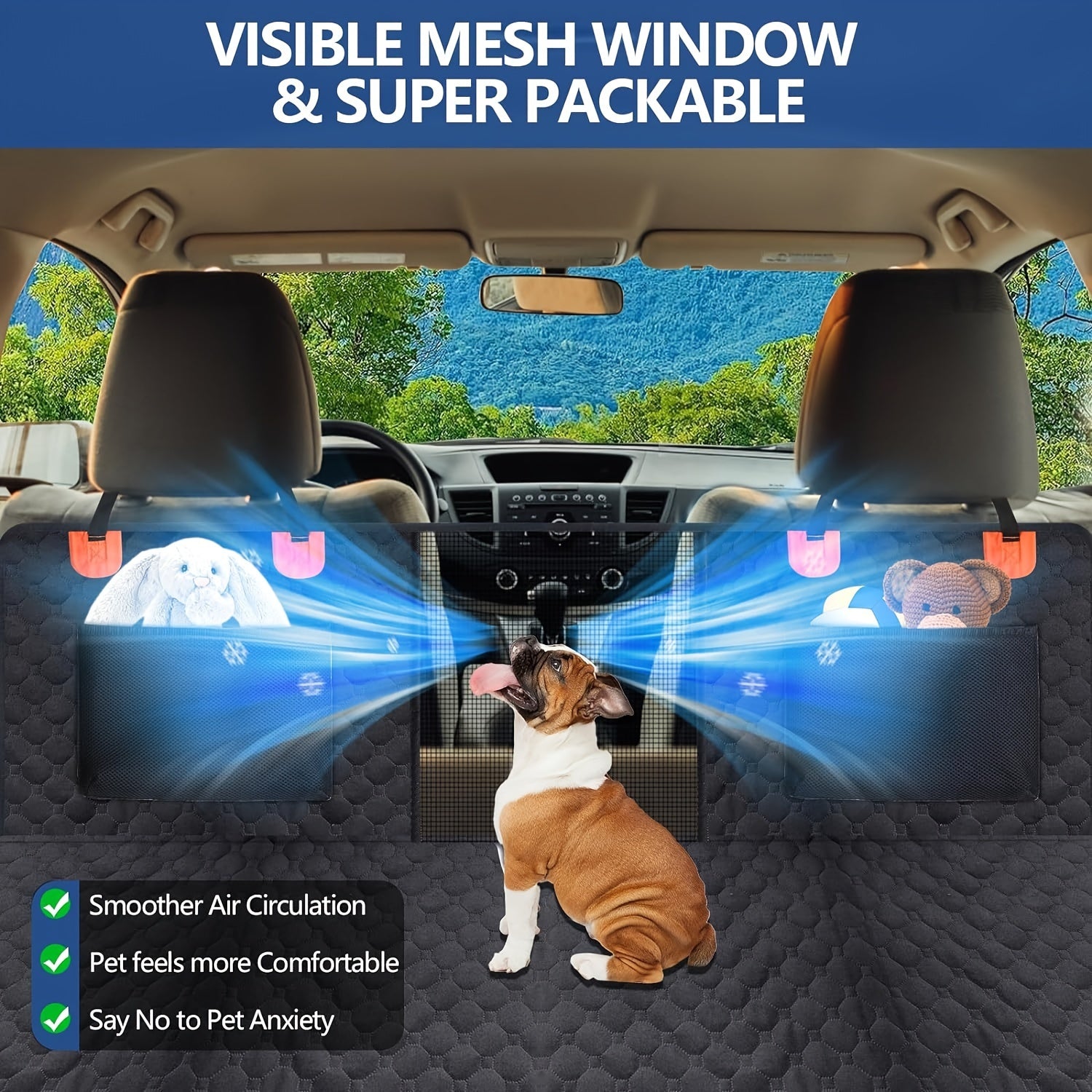 1pc Durable Waterproof Polyester Oversized Car Seat Cover, Portable Folding Pet Bed, Dog Hammock Backseat Extender, Fits Most Cars, SUVs & Trucks, Pet Travel Accessories