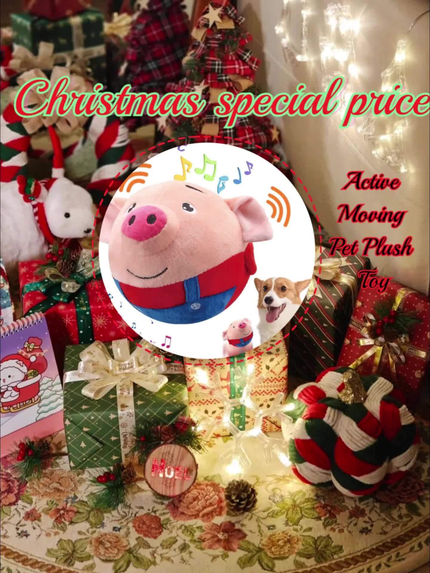 Small USB Interactive Washable Cartoon Pig Plush Sound Electronic Active Moving Pet Toy, Interactive Dog Toy Pet Bouncing Balls