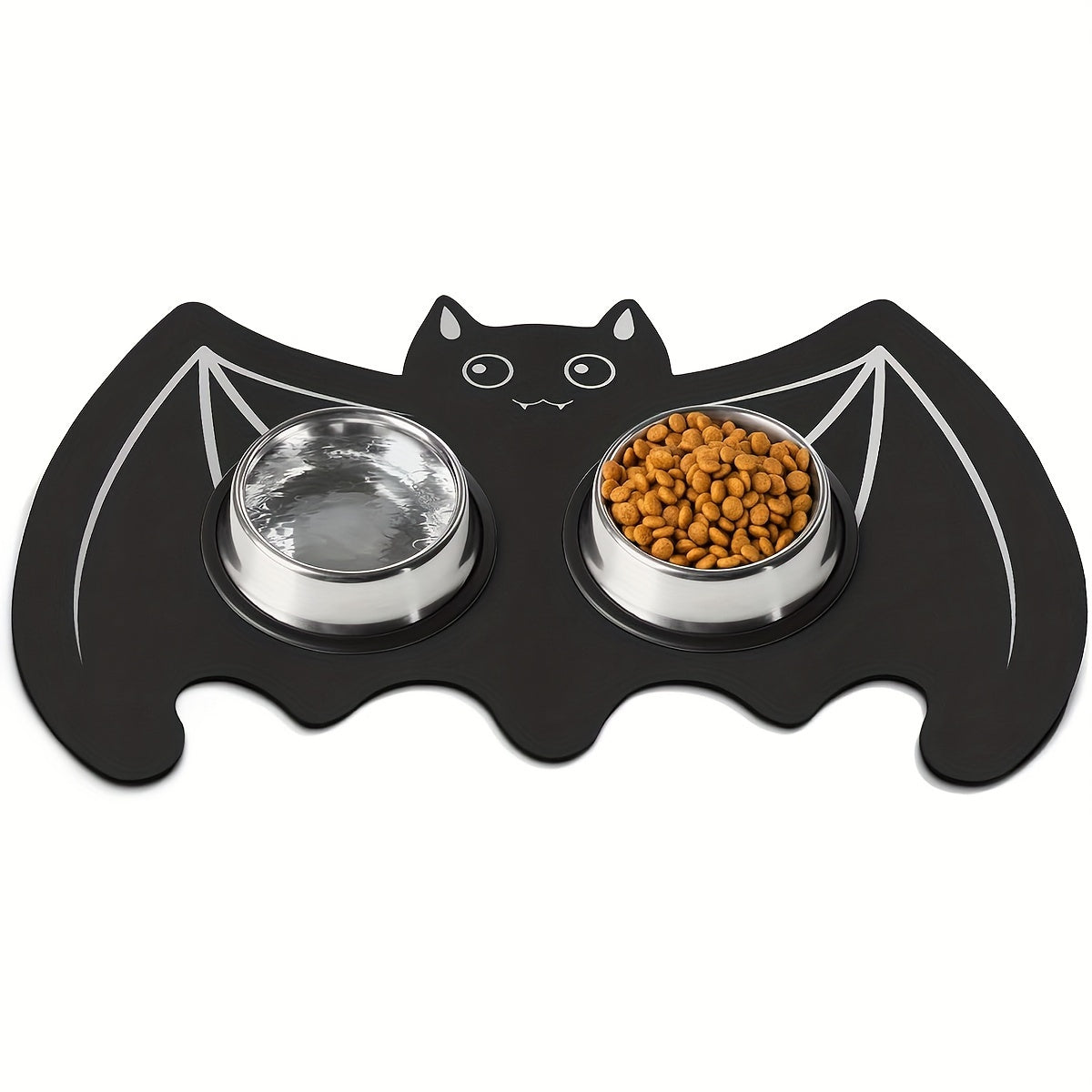 Halloween Pet Mats For Food And Water Dog Cat Food Mats Pet Feeding Mat Anti-Slip No Stains Quick Dry Floors Waterproof Placemat For Pet Food Water Bowl Mat Pet Accessories - 23.6" X 15.7" Bat