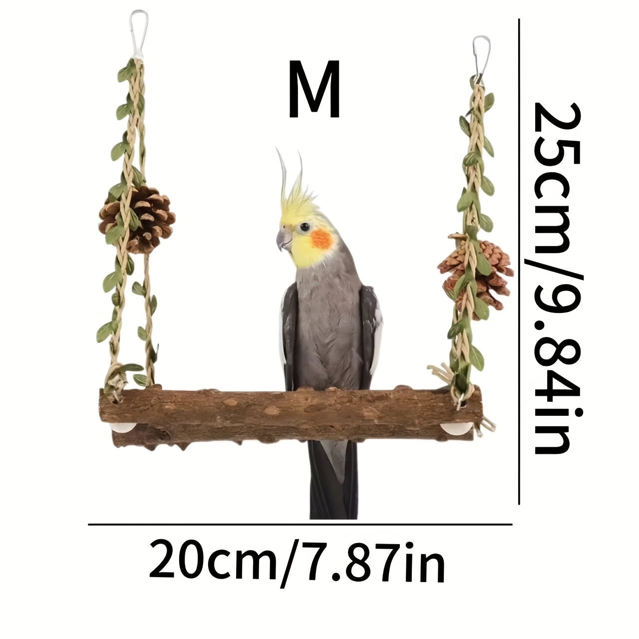 1pc Wooden Bird Perch Swing Set with Climbing Ladder, Multi-Functional Pet Accessories with Chewing and Grinding Features, Non-Electric Hanging Cage Toy for Parrots, Lovebirds, and Conures, with Color May Vary