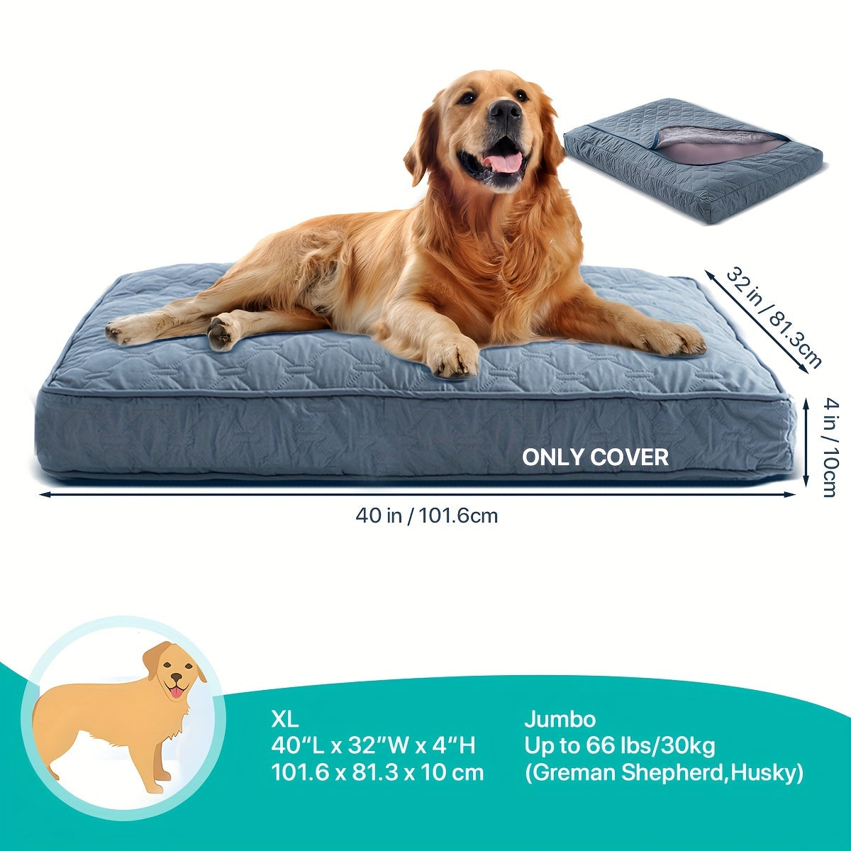 1pc & Machine Washable Dog Bed, Anti-Leakage Removable Dark Gray Pet Bed Cover, Dog Bed Protector Rainbow Dog Paw Furniture Cover for Extra Large, Large, Medium, Small Dogs