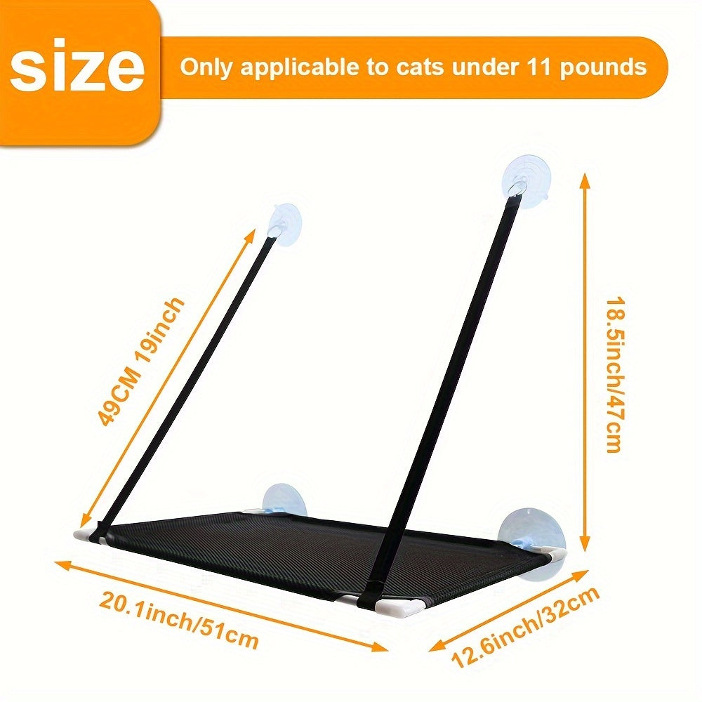 Polyester Cat Hammock for Window, Indoor Cat Perch, Resting Pet Bed, Mounted Cat Shelf, Space-Saving Window Seat for Large Cats, with Easy Assembly, for Kittens and Cats