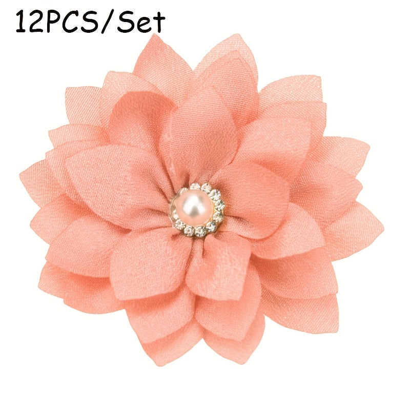 12pcs 2.2inch ( 5.5cm) Sharp Corner Flowers No Clips Holiday Party Decoration Making Pet Collar Flower Hair Accessories for Headband Hairband