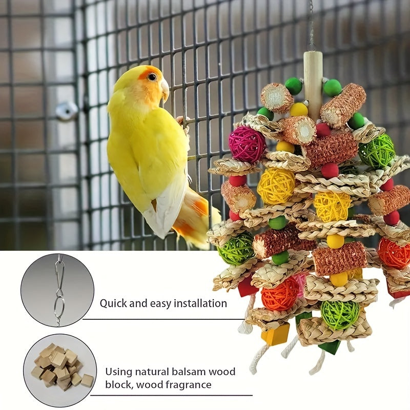 1pc Vibrant Wooden Parrot Swing Toy - Colorful Hanging Bird Cage Hammock with Bell, Sturdy Construction, Easy Installation, Suitable for Small to Medium-Sized Birds like Budgies, Conures, Lovebirds, Finches - Assorted Color,