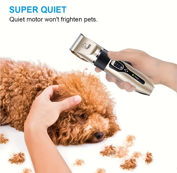 12-in-1 Premium Pet Grooming Kit - Electric Precision Trimmers with Gentle Hair Cutting Technology, Silent Clippers for Dogs & Cats, Includes Scissors, Combs, and Accessories - USB Rechargeable, Dog Grooming