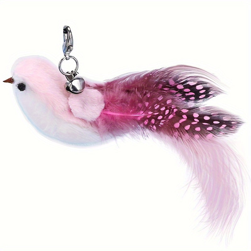 Colorful Feather Bird Cat Teaser Stick - Long Steel Wire Pole with Glue Suction Cup - Cute and Vivid Simulation Pet Toy for Self-Entertainment and Bite-Resistant Cat Supplies