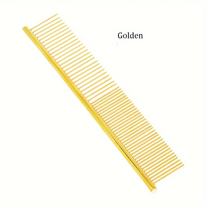 Colorful Stainless Steel Pet Grooming Comb - Effortlessly Detangles Fur - Comfortable Grip for Dogs & Cats