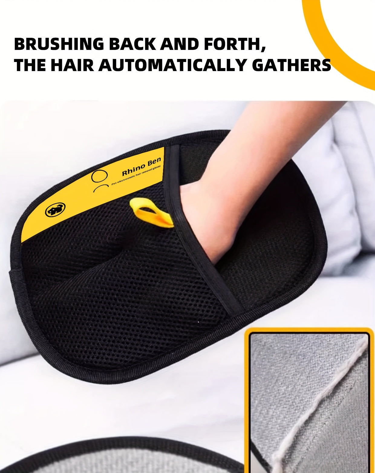 Pet Static Hair Removal Gloves - Black Polypropylene Cat Grooming Gloves, Effectively Remove Hair and Dander for Cats and Dogs, Pet Grooming Essentials | Fashion Pet Accessories | Durable Pet Grooming Gloves