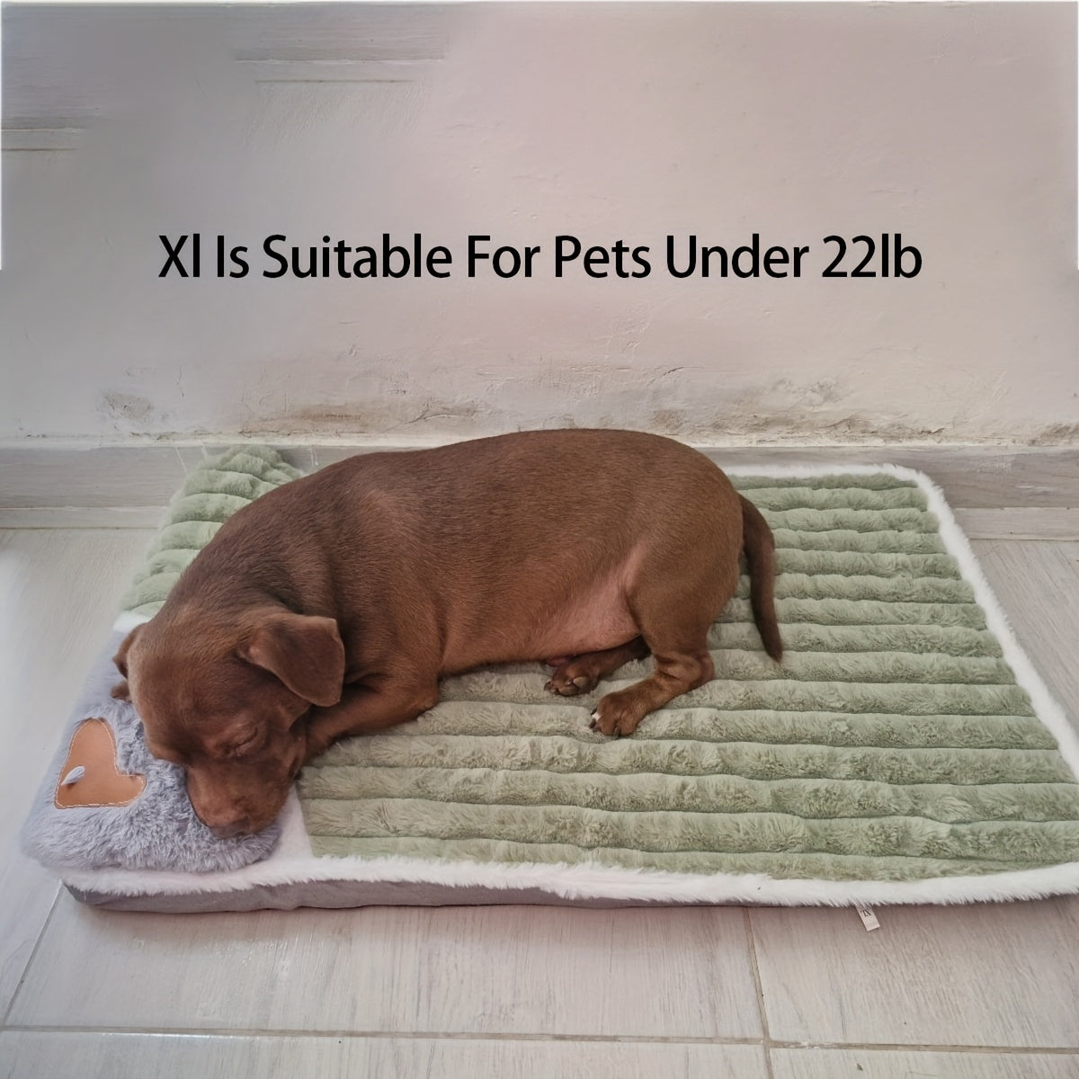 Soft Plush Pet Bed with Neck Pillow & Anti-Slip Bottom - Cozy Sofa Sleeping Pad for Dogs & Cats of All Sizes, Washable Winter Warmth Kennel Mat, Light Green Quilted Design, 42.13" x 31.50, Indoor Pet Bed | Hightop Bolster Bed