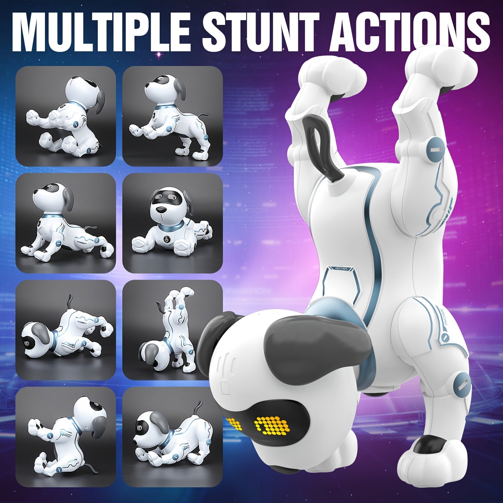 1pc ToyleFun Interactive Robot Dog with Remote Control, Voice Command, Dance & Song Functions, Rechargeable Battery, Infrared Sensing, LED Lights - ABS Resin Electronic Pet Toy for Kids