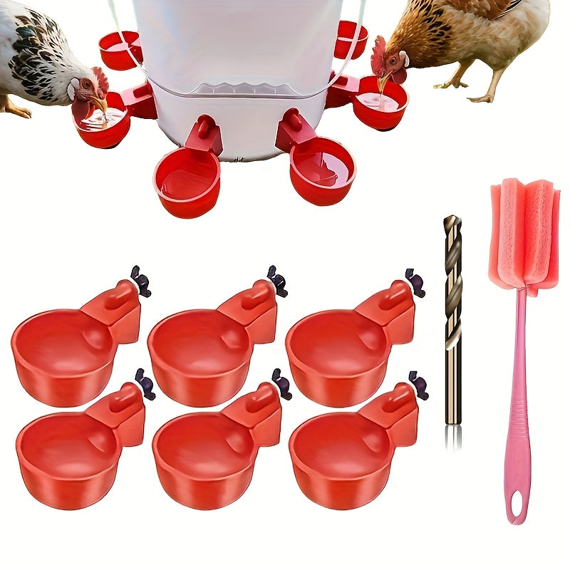 6/12/20pcs Automatic Chicken Waterers with Cleaning Brush - Premium PP Self-Stopping Dispensers for Coop Farming | Durable, Tool-Free Install | Ideal for Chickens, Ducks, Poultry & Birds | Leak-Proof & Easy to Refill