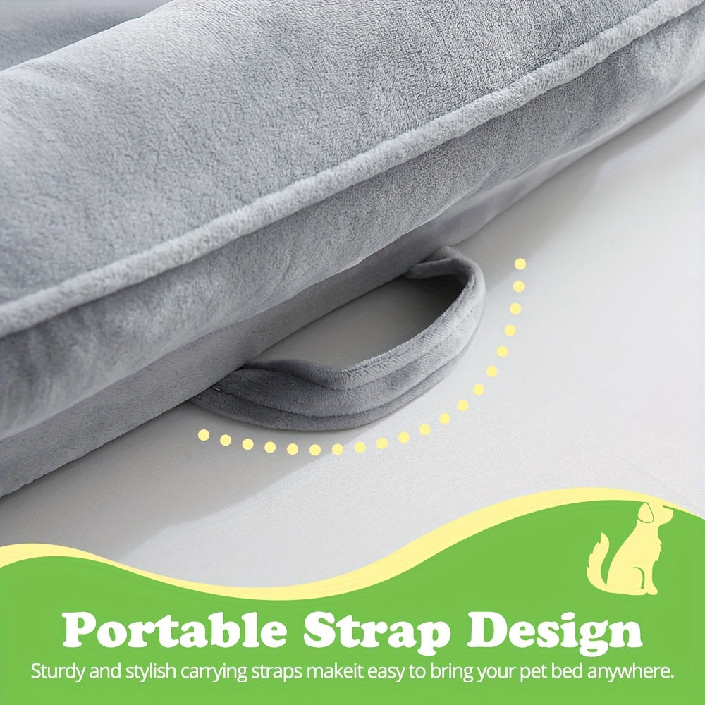 1pc Dog Bed - 100% Supportive Foam - Extra Large Dog Sofa Pet Bed with Removable Washable Cover and Soft Lining & Non-Slip Bottom - Grey, Available in 3 Sizes - Perfect Gift for Your Furry Friend, Ideal for Year-Round Use in