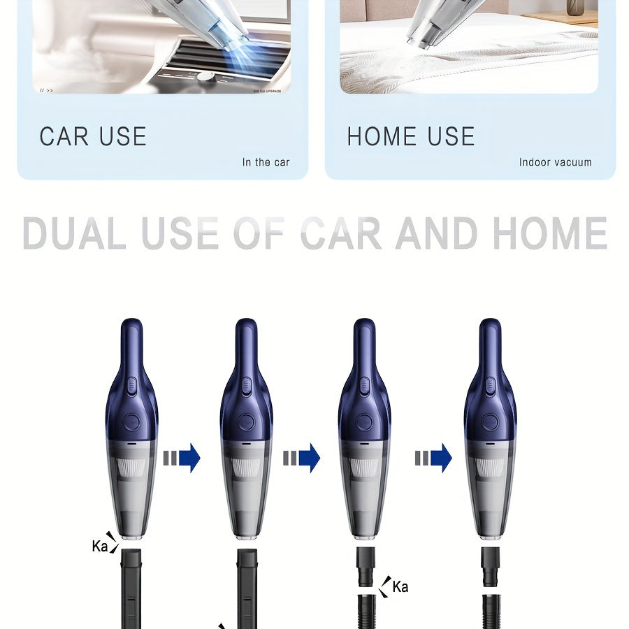 Car Vacuum Cleaner 5000pa Strong Suction, Powerful Handheld Wireless Vacuum Cleaner, USB Charging Long Working, Car Accessories For Men Women, Suitable For Cars, Homes, Offices, Pet Hair Cleaning