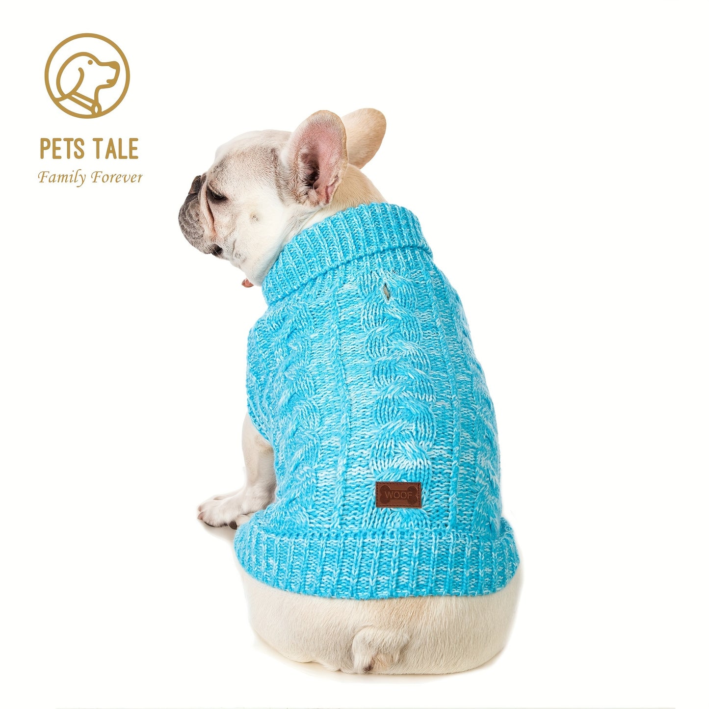 PETS TALE Dog Sweater Cable-Knit Pullover with Chain Detailing & Tag - Machine Washable Cozy Winter Sweater for Small, Medium & Large Breeds, Navy Blue, Dog Sweater for Small Dogs, Durable Petwear