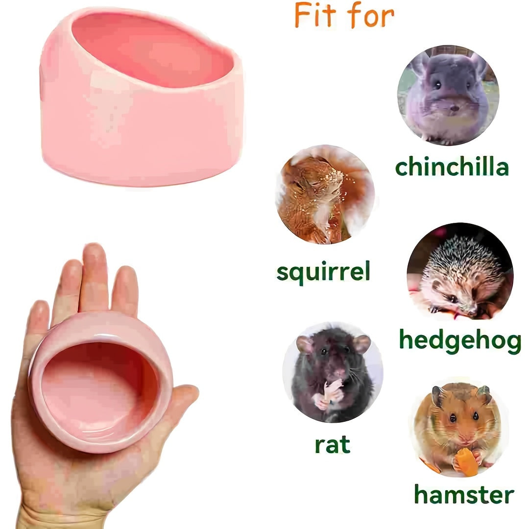 4pcs Durable ABS Anti-Scratch Hamster Feeding Bowls in Blue, Pink, & Green - Easy to Clean, Chew-Resistant for Small Pets, Perfect for Dry & Fresh Food, Small Pet Feeding|Vibrant Pet Bowl|Abs Imitation Ceramic