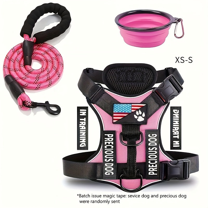 Service Dog Harness And Leash Set with 1pc Folding Bowl