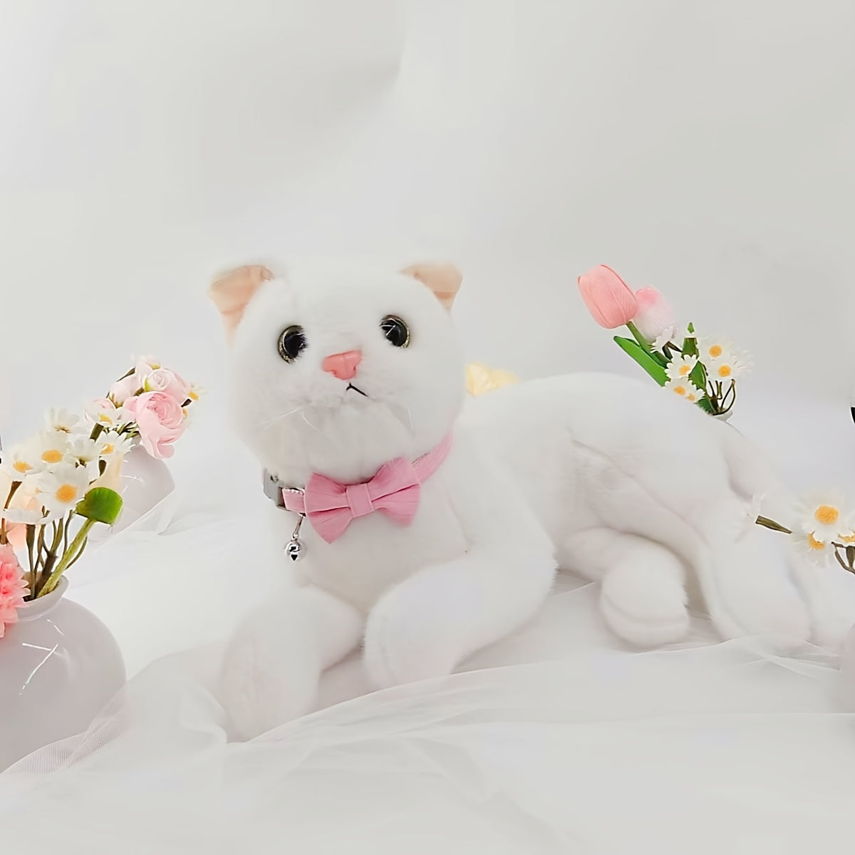 Polyester Pet Collar, Adjustable Bowknot Collar with Bell for Rabbits