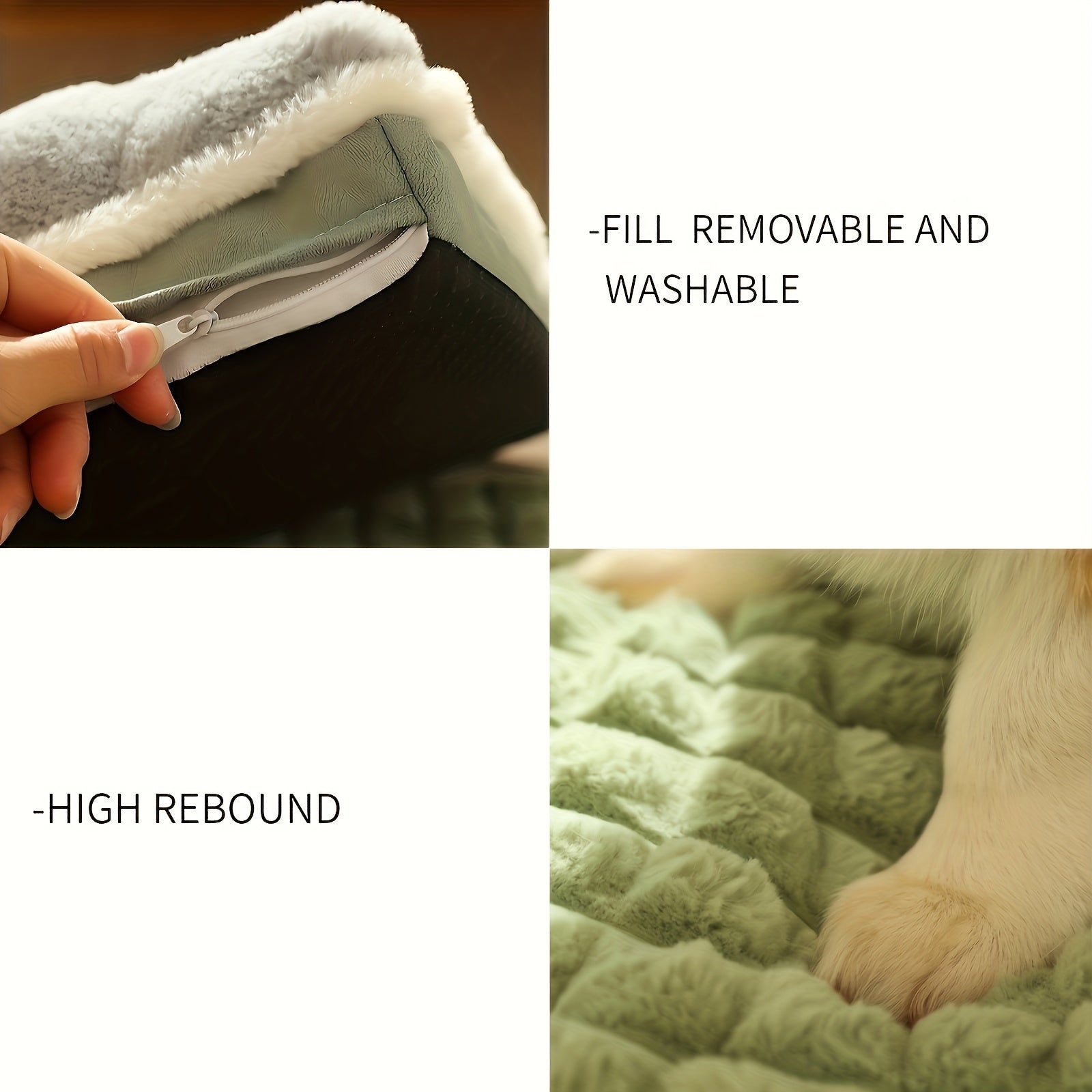 Soft Plush Pet Bed with Neck Pillow & Anti-Slip Bottom - Cozy Sofa Sleeping Pad for Dogs & Cats of All Sizes, Washable Winter Warmth Kennel Mat, Light Green Quilted Design, 42.13" x 31.50, Indoor Pet Bed | Hightop Bolster Bed