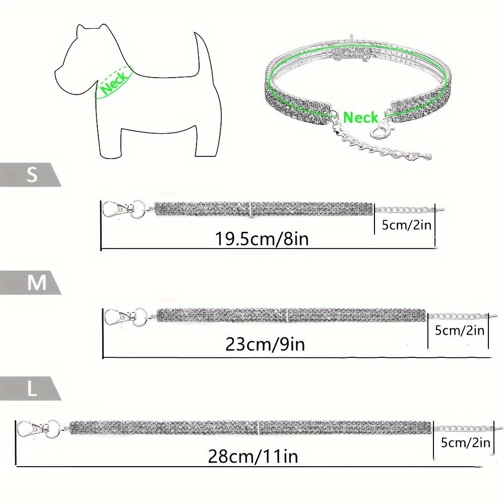 Luxurious Crystal Diamond Pet Collar - Fashionable Zinc Alloy Necklace for Dogs & Cats, Plaid Pattern