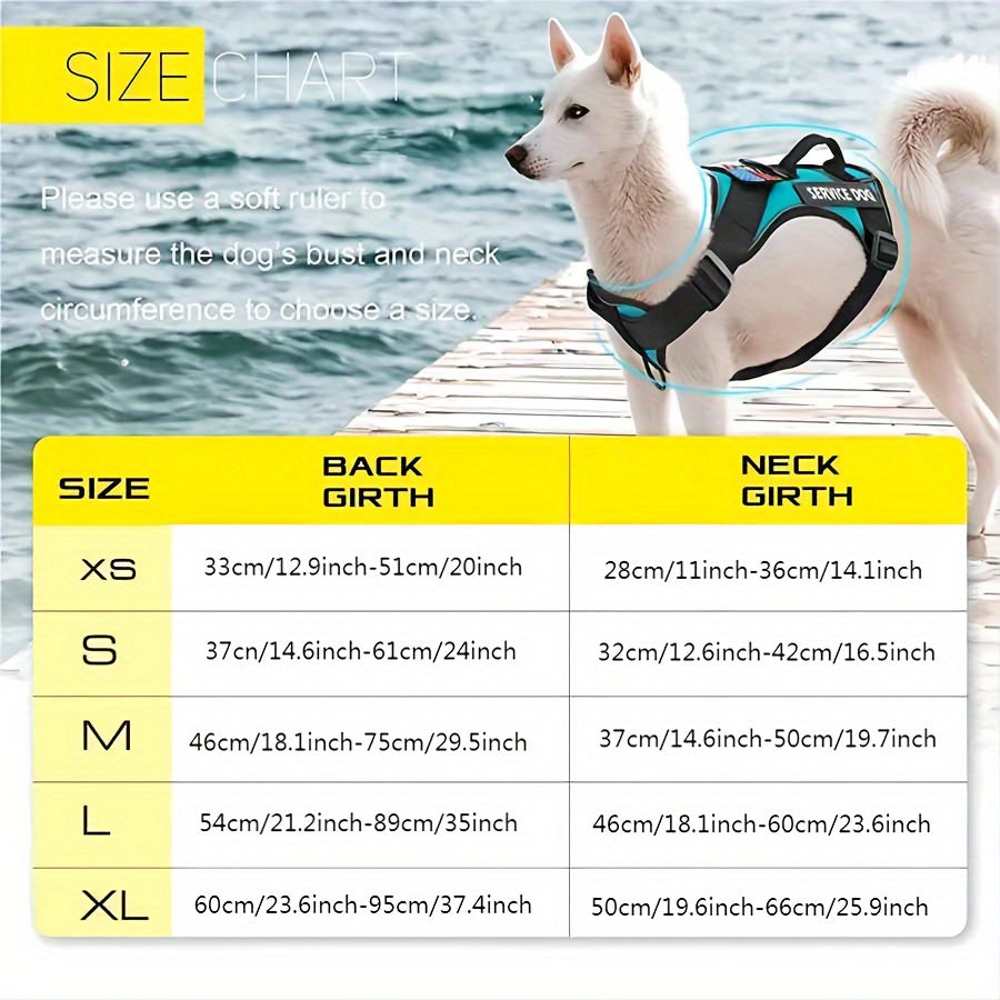 5-PCS Reflective Service Dog Harness Vest - Adjustable Soft Oxford Pet Harness with Inner Layer Mesh, Easy Control, Breathable, Comfortable, Durable for Small, Medium, Large Dogs with Random Buckle