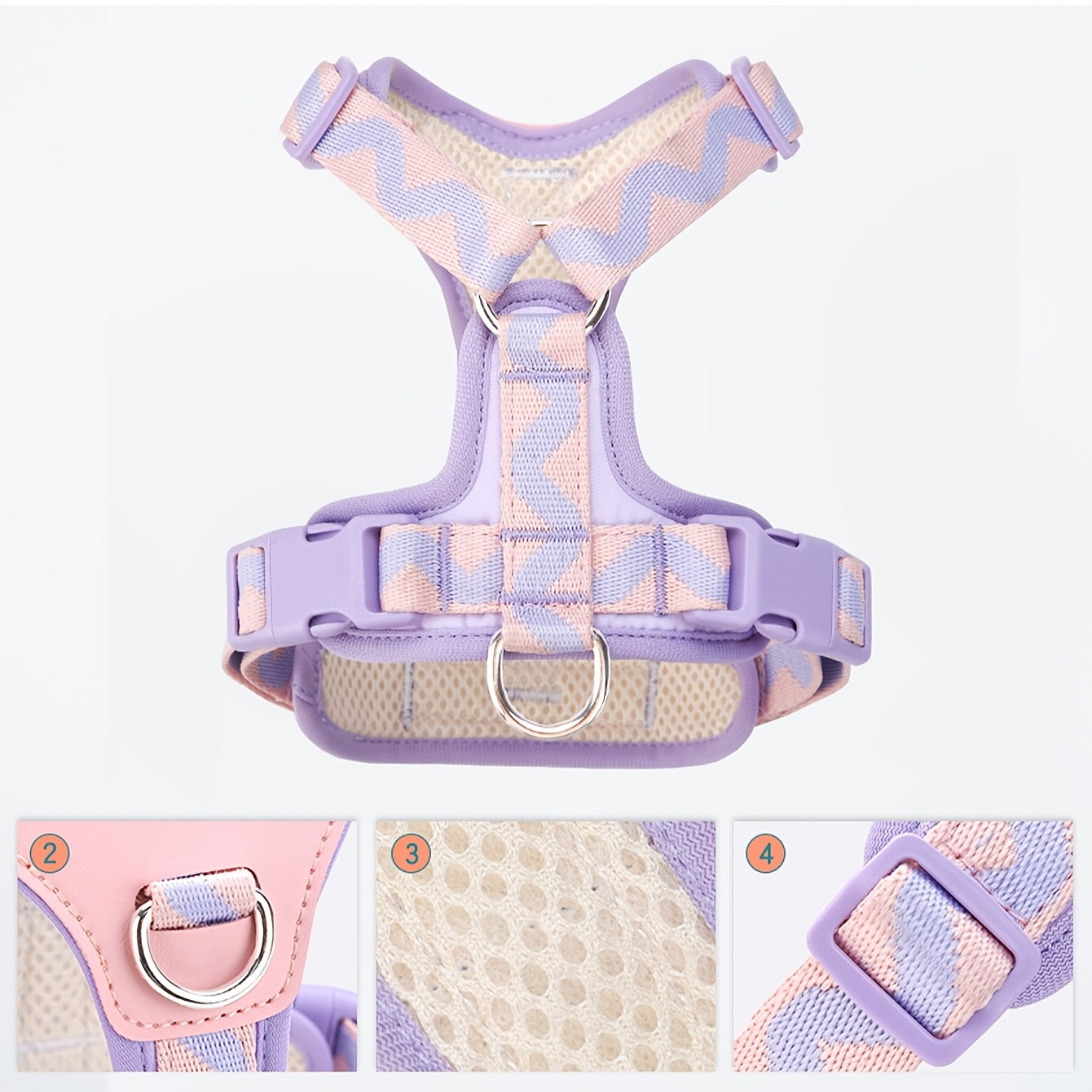 1pc Adjustable Pet Harness, Adjustable Neck and Chest, Durable Webbing Support, Anti-Deformation Metal D-Ring, Soft Mesh Fabric Base Material.