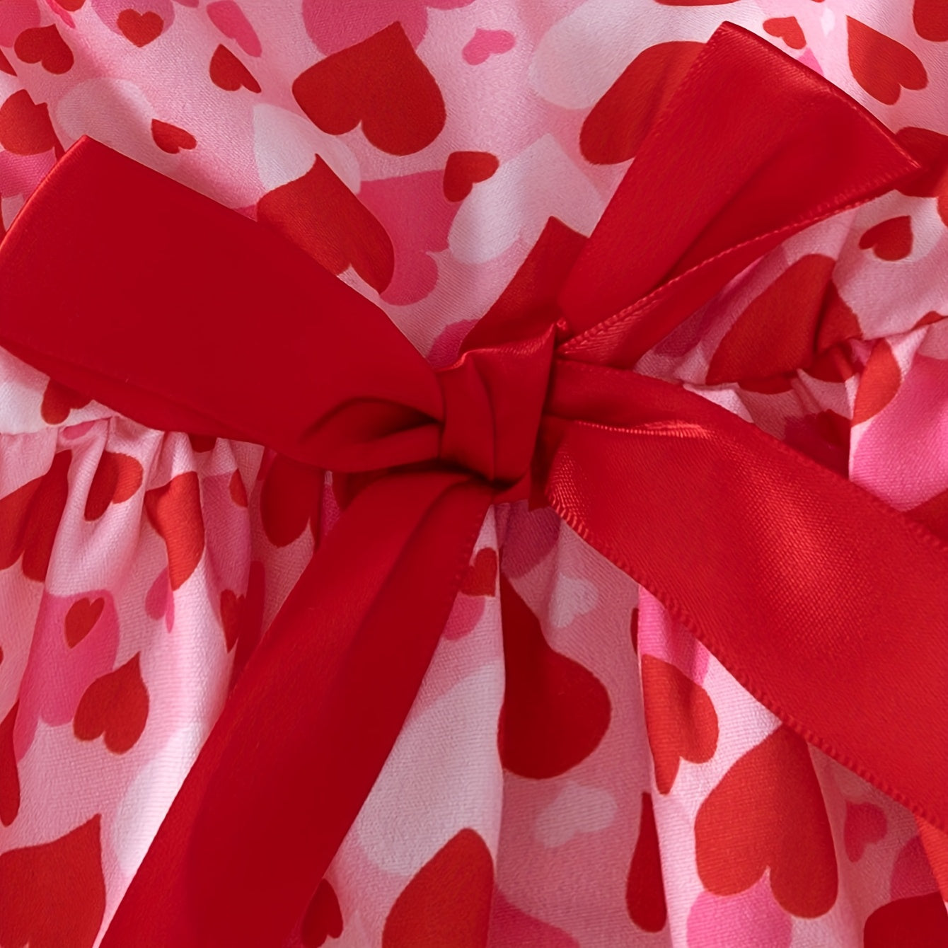 Valentine's Day Pink Heart Pattern Dog Dress with Bow, Cute Pullover Pet Apparel for Small & Mini Breeds, Woven Polyester 95% Spandex 5%, Suitable for Spring, Summer, Fall, Series, Skirt